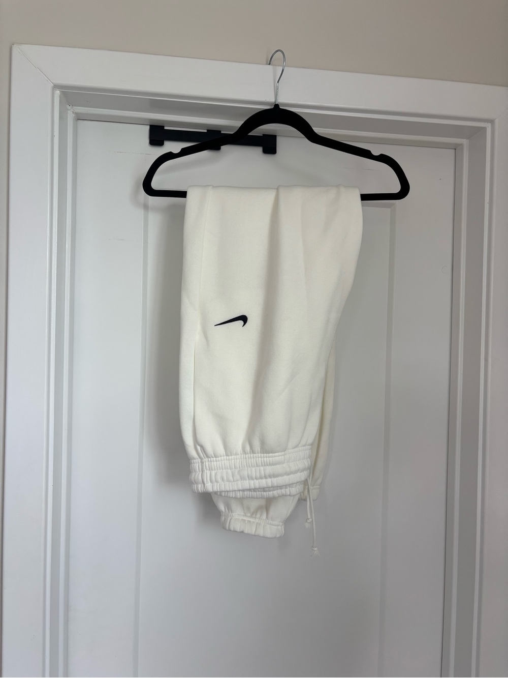 Nike White Phoenix Fleece Jogger Pants with Black Swoosh